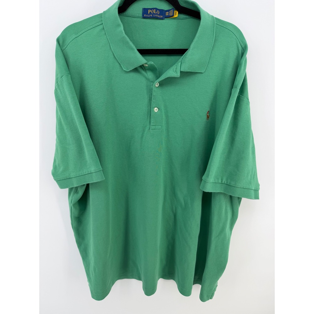 Polo Ralph Lauren Men's 3XB Big Tall Green Polo Shirt Multicolor Pony Logo